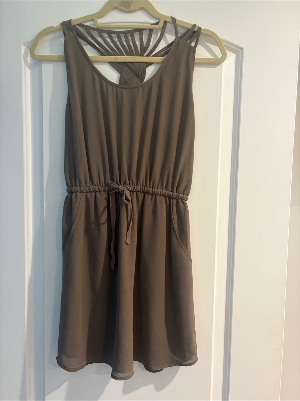 Naked Zebra Olive Green Strappy Back Mini Dress
